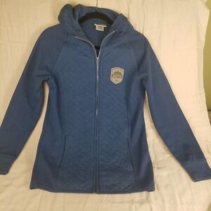 Artisans Womens Blue Quilted Full Zip Hoodie Seattle PNW Patch Jacket‎ Medium